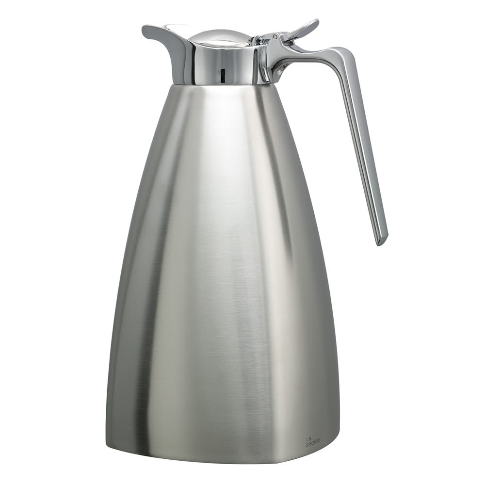 482-SVSQ15BS 1 1/2 liter Vacuum Carafe w/ Flip Top Lid & Stainless Liner - Brushed Stainless