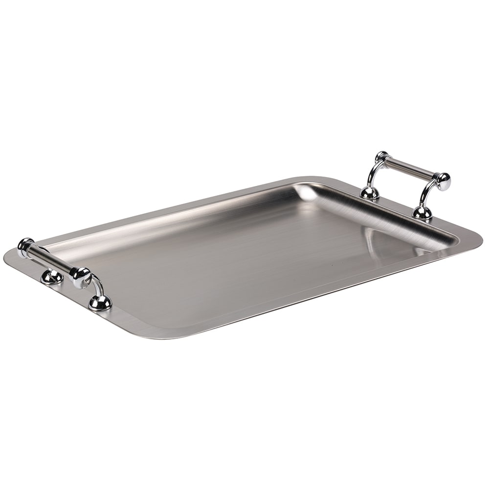 Service Ideas TRRTH2012BS Rectangular Serving Tray w/ Handles - 20 3/4"L x 12 1/2"W, Brushed Stainless