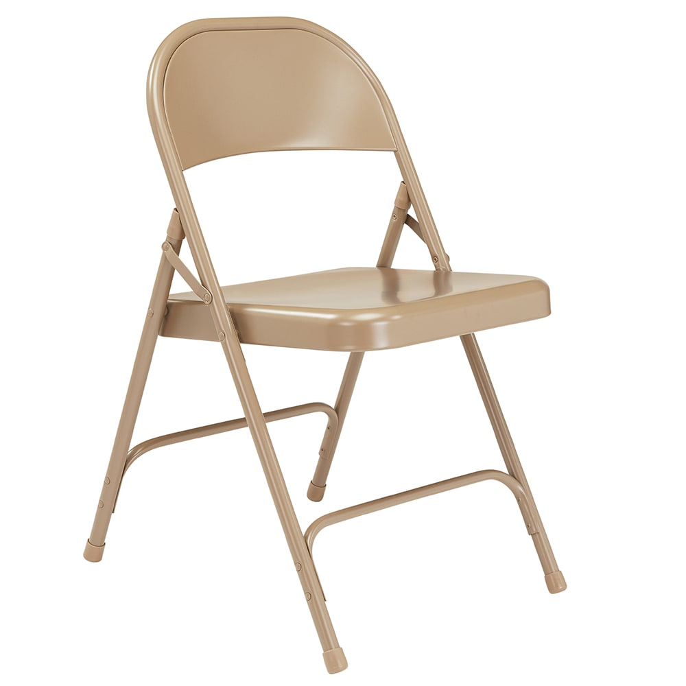 955-51 Folding Chair w/ Beige Steel Back & Seat - Steel Frame, Beige