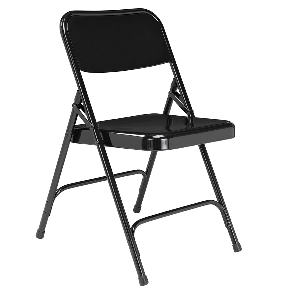 955-210 Folding Chair w/ Black Steel Back & Seat - Steel Frame, Black