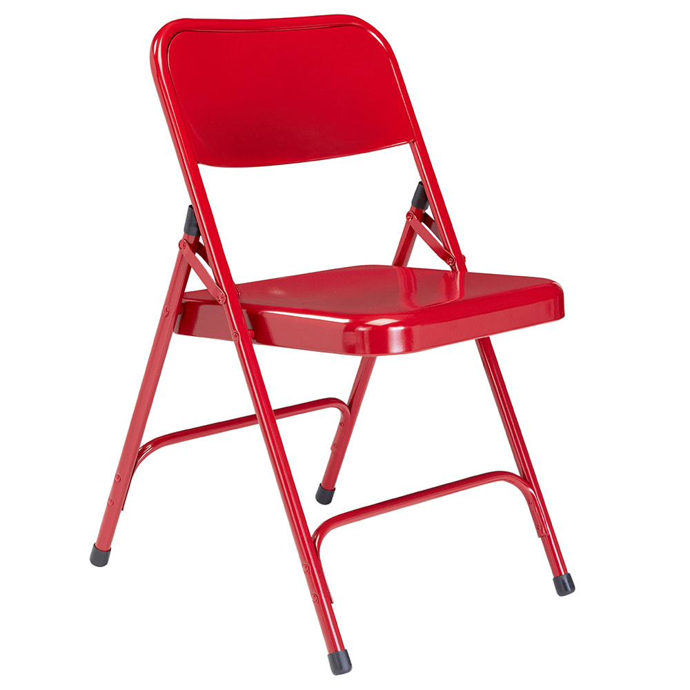 955-240 Folding Chair w/ Red Steel Back & Seat - Steel Frame, Red