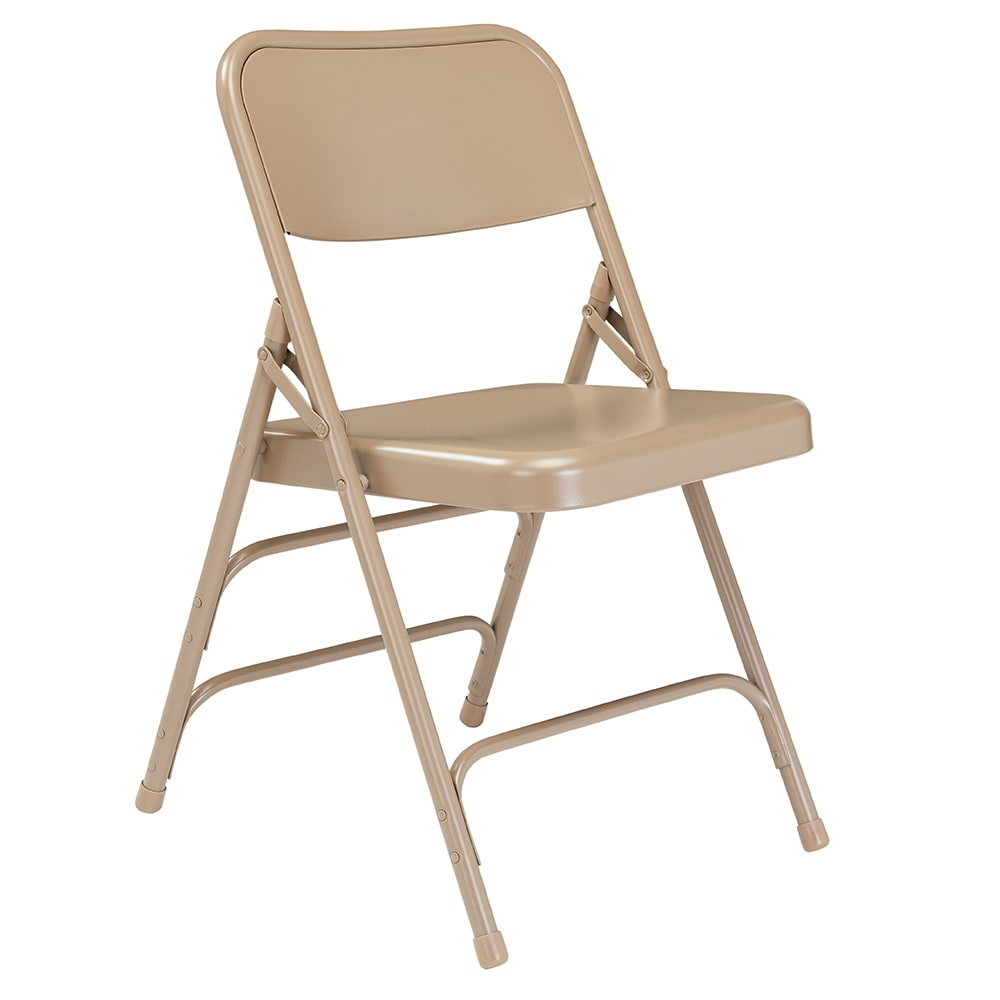955-301 Folding Chair w/ Beige Steel Back & Seat - Steel Frame, Beige