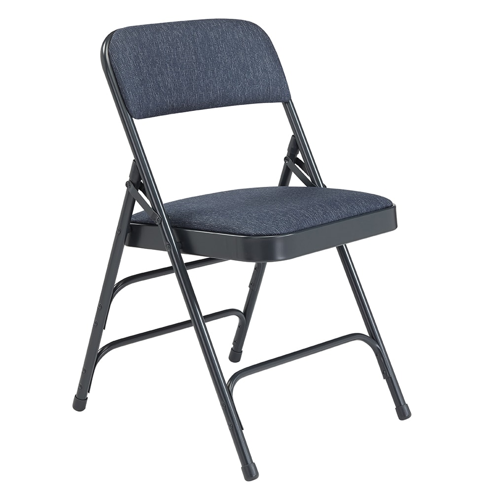 955-2304 Folding Chair w/ Imperial Blue Fabric Back & Seat - Steel Frame, Char-Blue