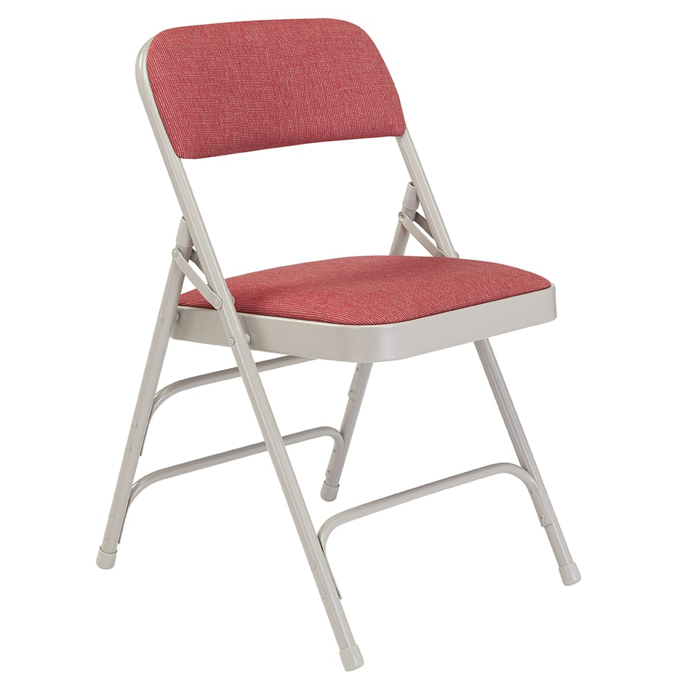 955-2308 Folding Chair w/ Majestic Cabernet Fabric Back & Seat - Steel Frame, Gray