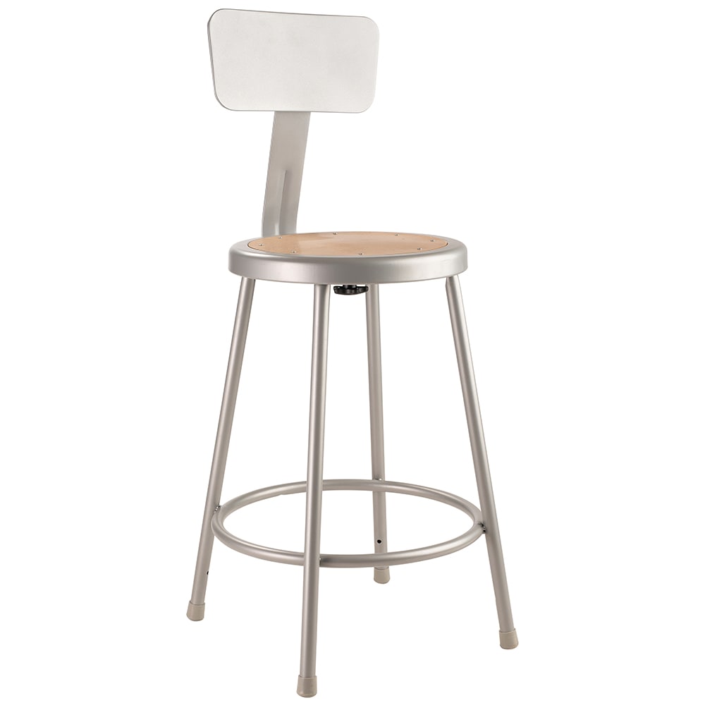 955-6224B Round Stool w/ Solid Back & Masonite Board Seat, Gray