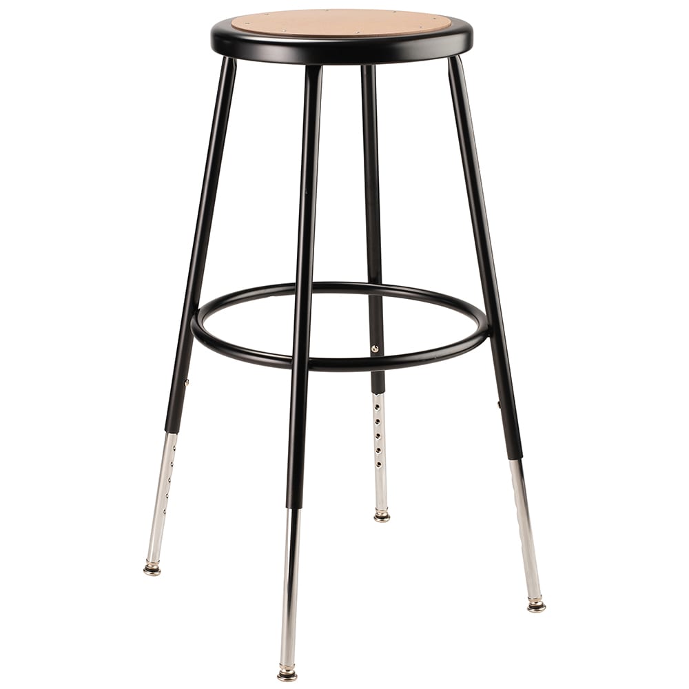 955-6224H10 Round Backless Stool w/ Masonite Board Seat, Black