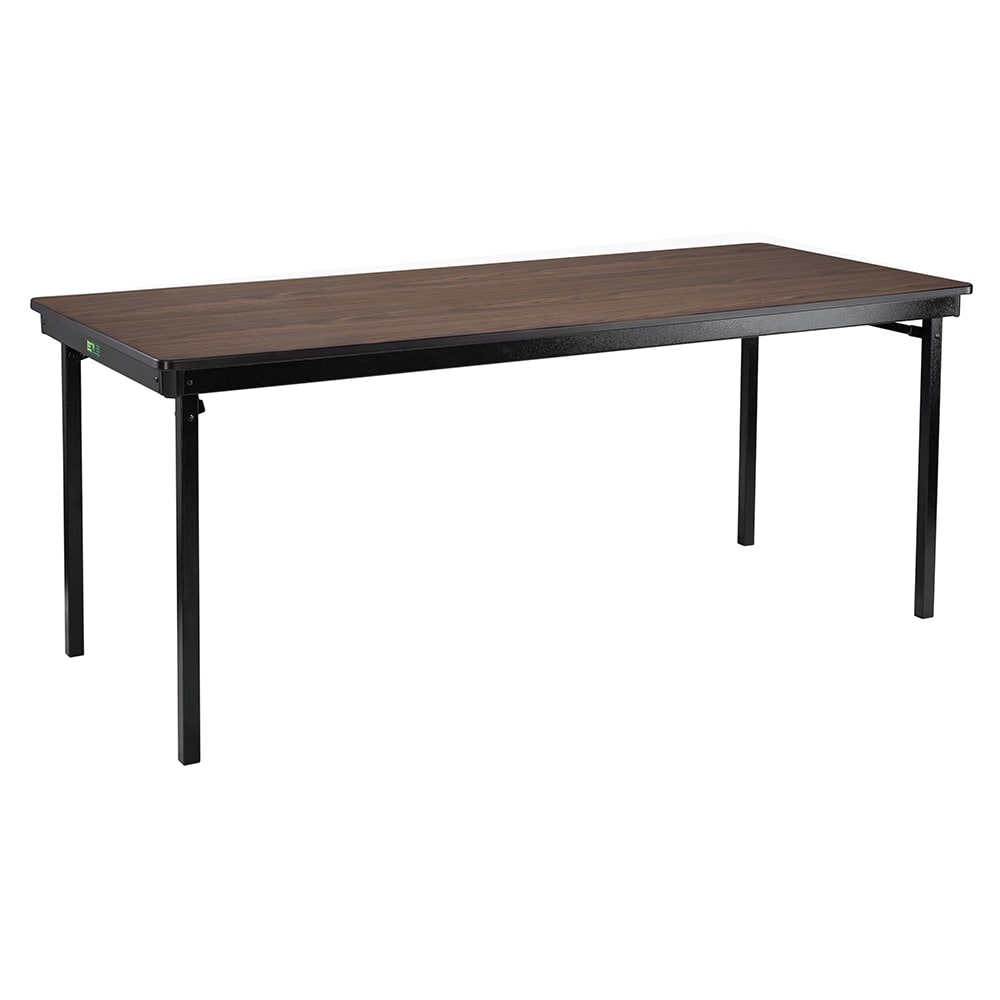 955-MSFT3660PWEBWT Folding Table w/ Montana Walnut Laminate Top & Black Steel Frame - 60&quot...
