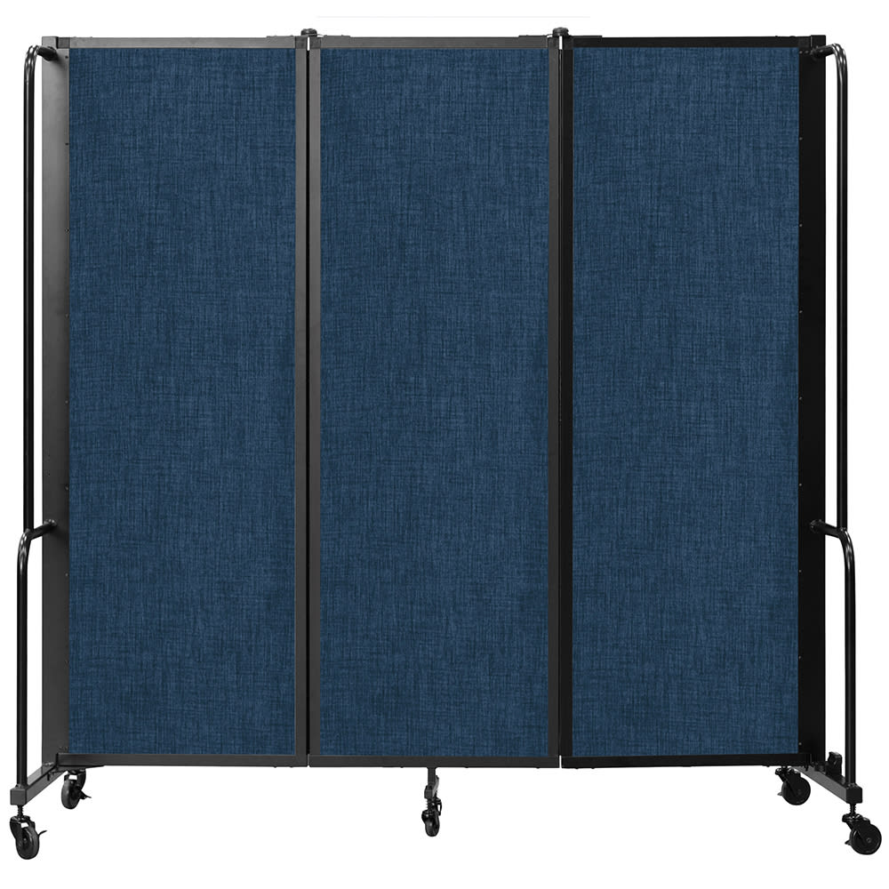 955-RDB63PT04 72"L Portable Room Divider w/ 3 Blue PET Panels - 6ft High
