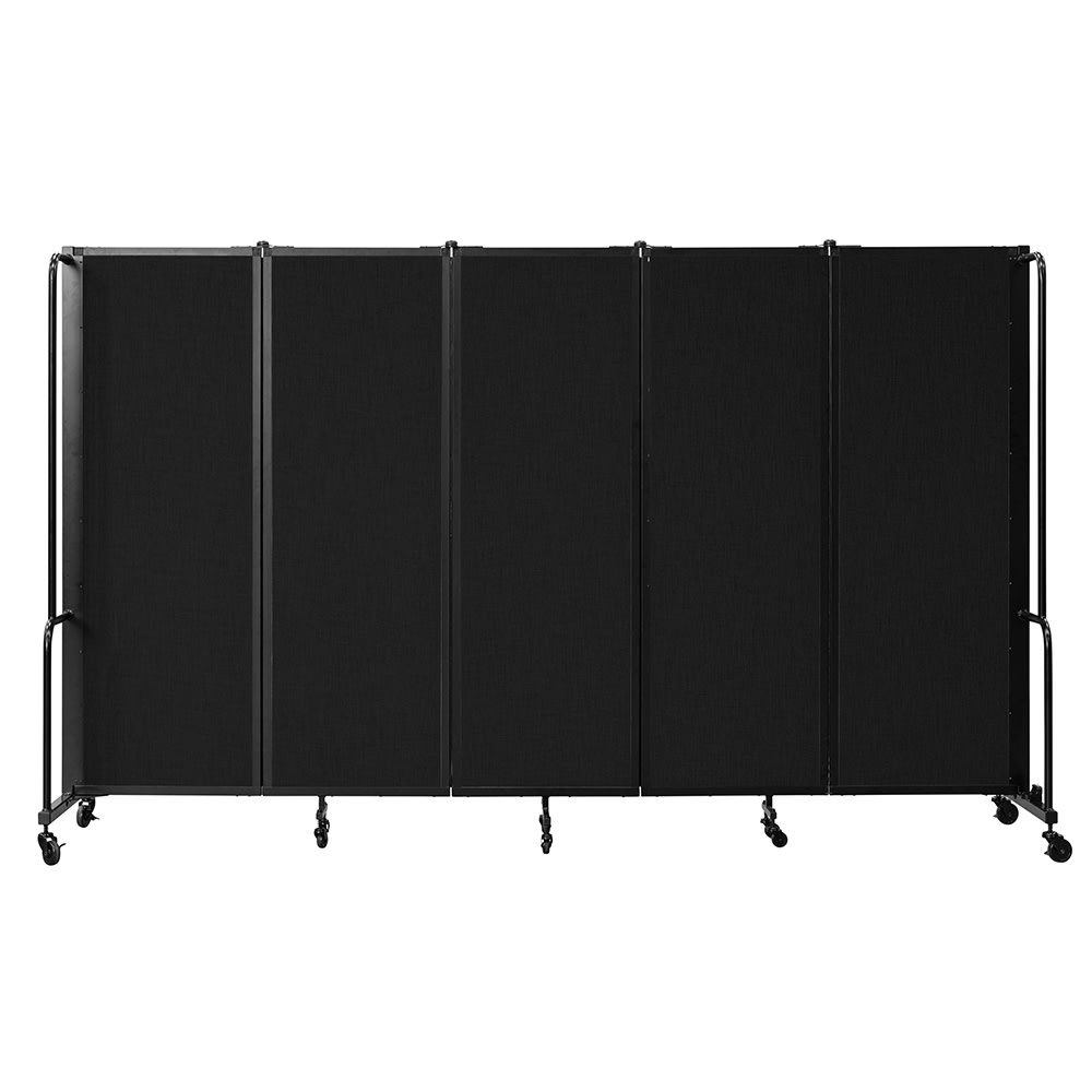 955-RDB65PT10 118"L Portable Room Divider w/ 5 Black PET Panels - 6ft High