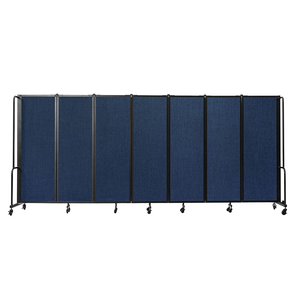 955-RDB67PT04 164"L Portable Room Divider w/ 7 Blue PET Panels - 6ft High