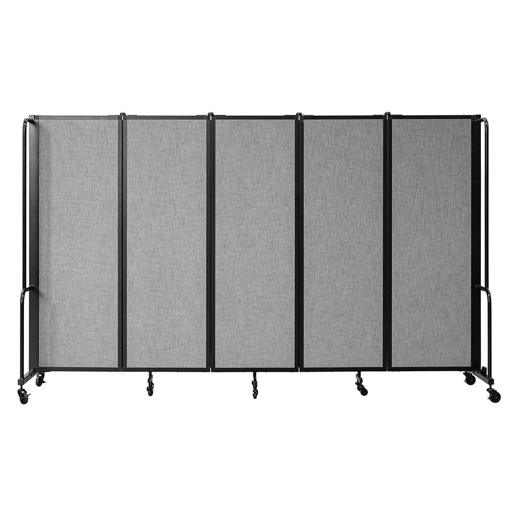 955-RDB65PT02 118"L Portable Room Divider w/ 5 Gray PET Panels - 6ft High