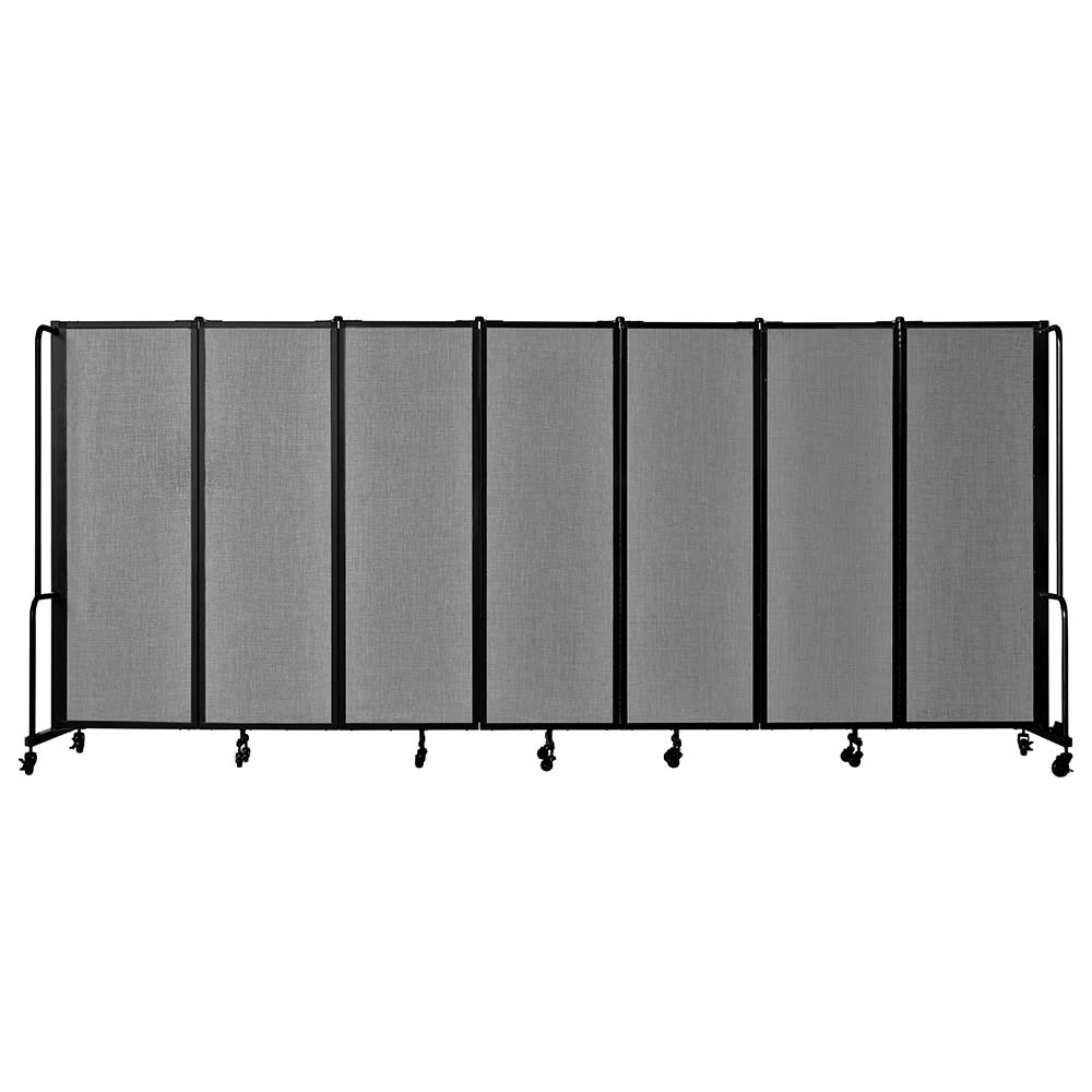 955-RDB67PT02 164"L Portable Room Divider w/ 7 Gray PET Panels - 6ft High