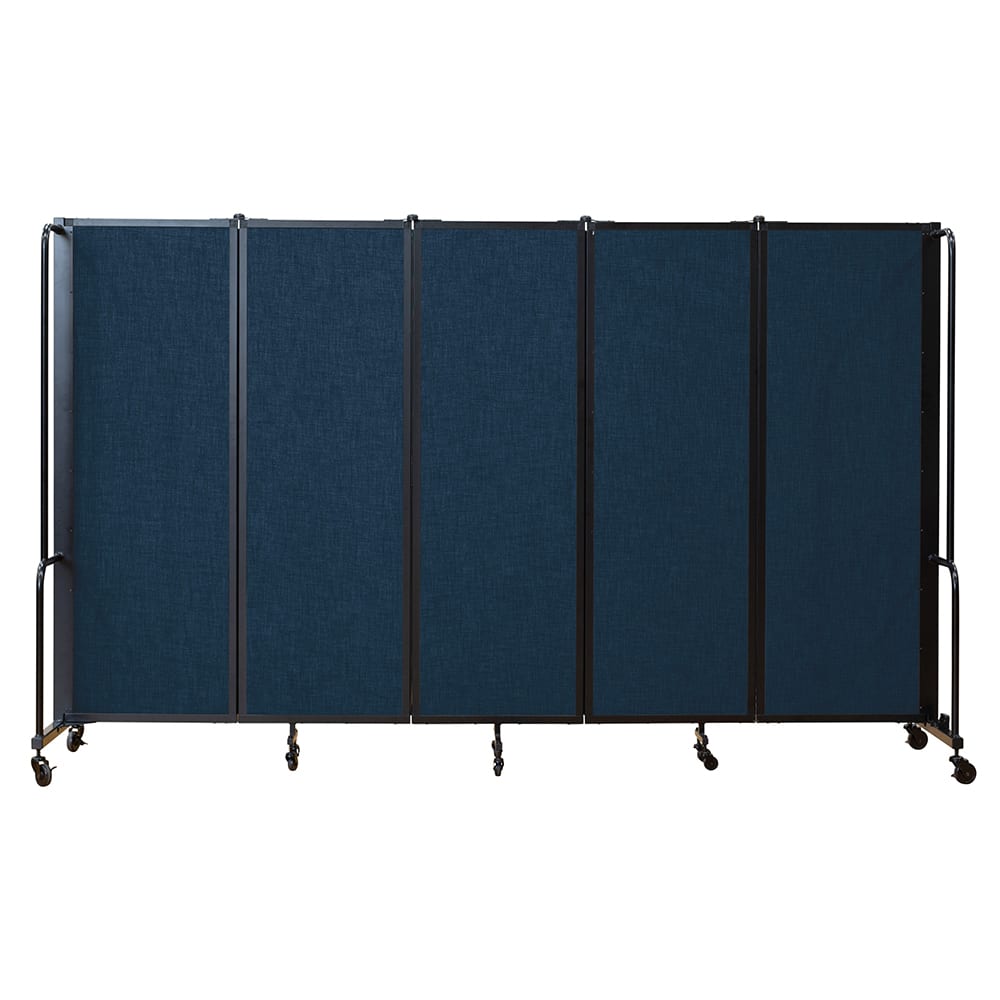 955-RDB65PT04 118"L Portable Room Divider w/ 5 Blue PET Panels - 6ft High