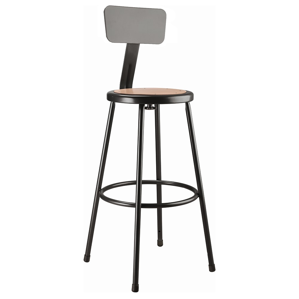 955-6230B10 Round Stool w/ Solid Back & Masonite Board Seat, Black