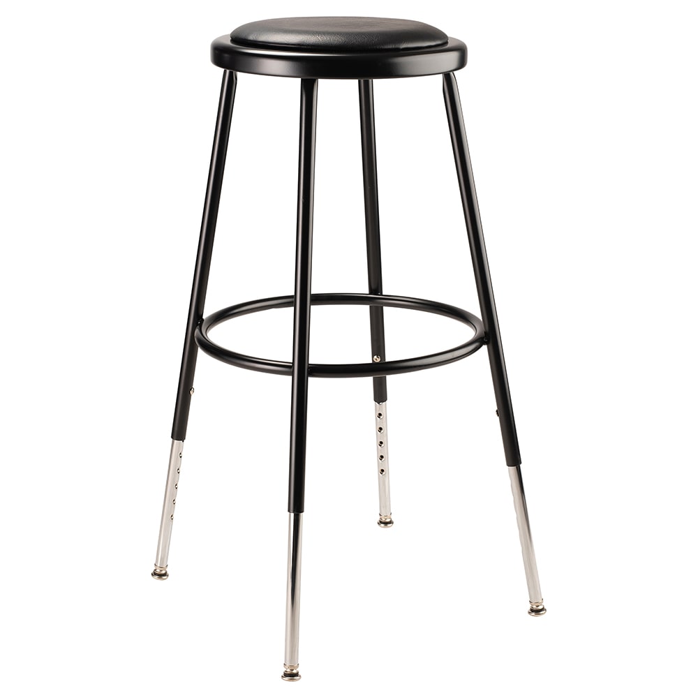 955-6424H10 Round Backless Stool w/ Black Vinyl Padded Seat, Black