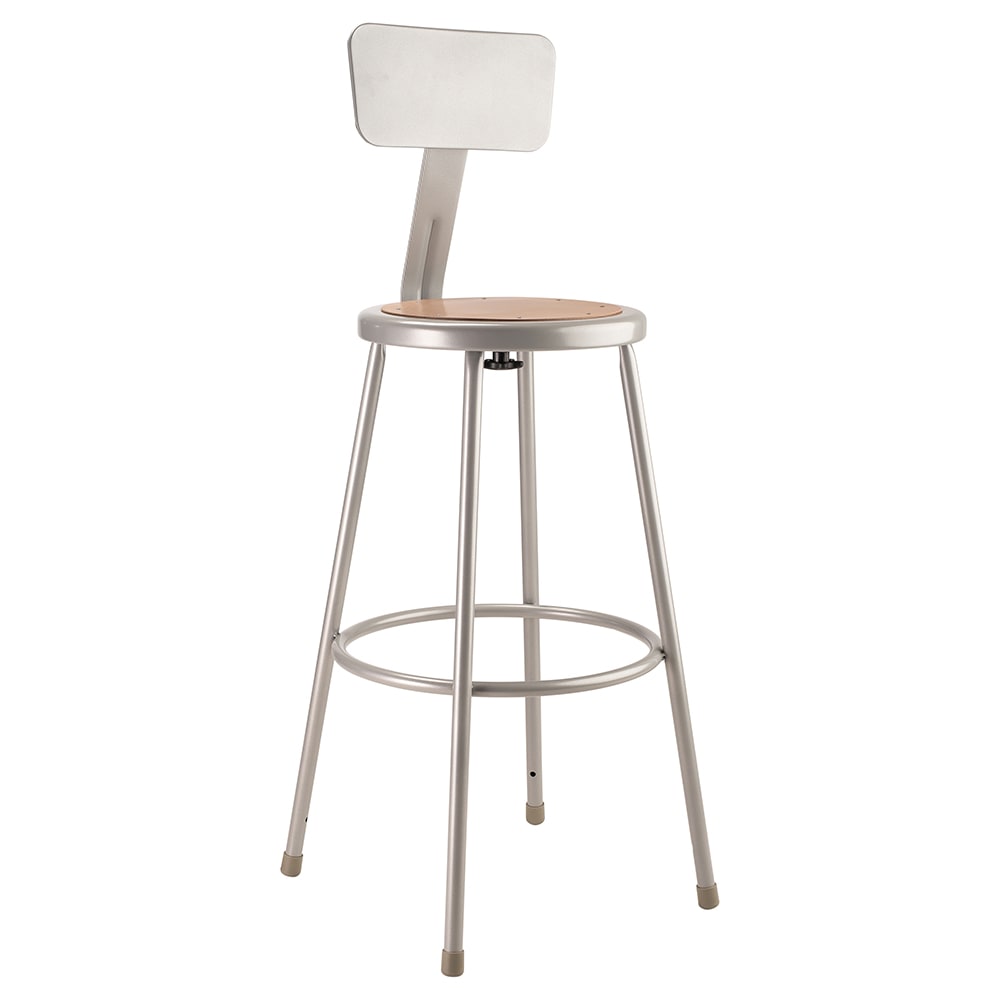 955-6230B Round Stool w/ Solid Back & Masonite Board Seat, Gray