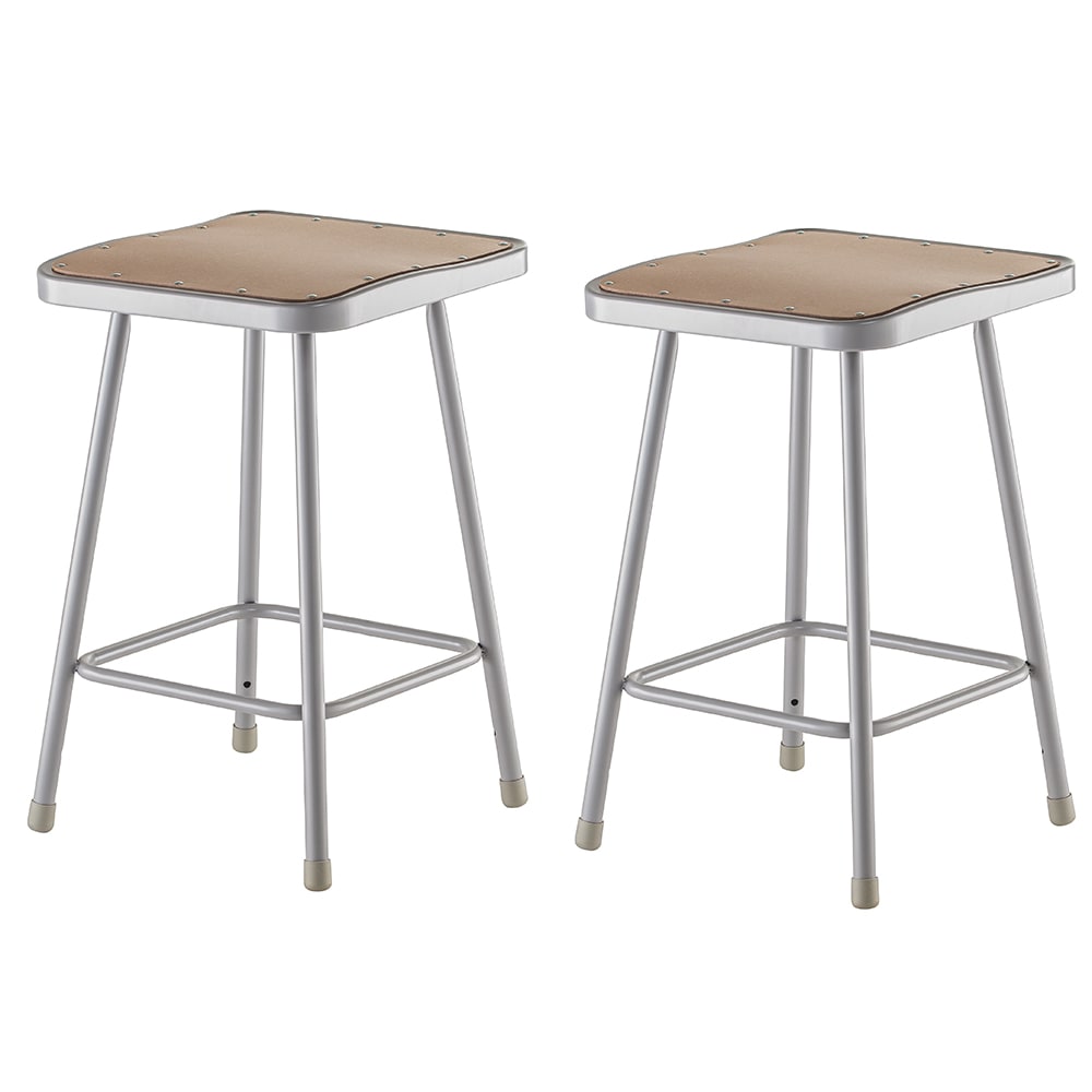 955-6324 Square Backless Stool w/ Masonite Board Seat, Gray