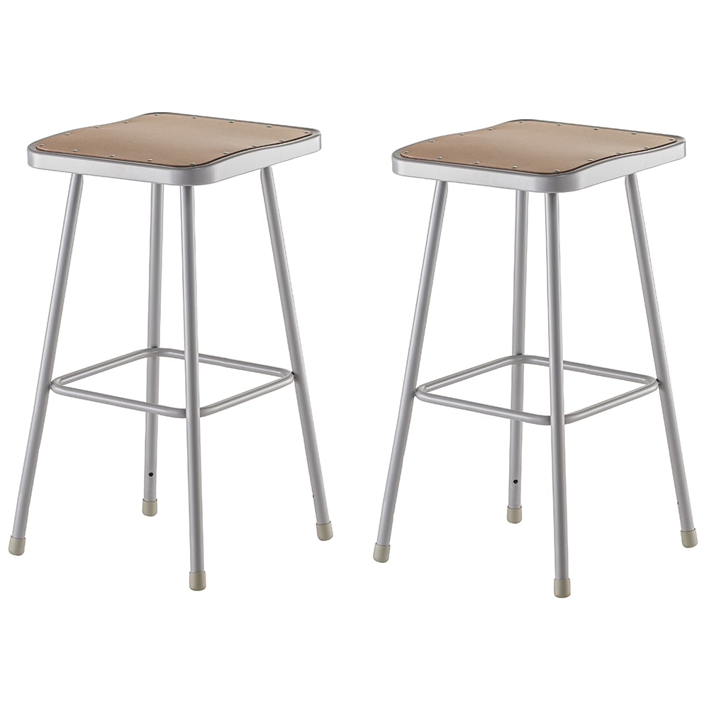 955-6330 Square Backless Stool w/ Masonite Board Seat, Gray