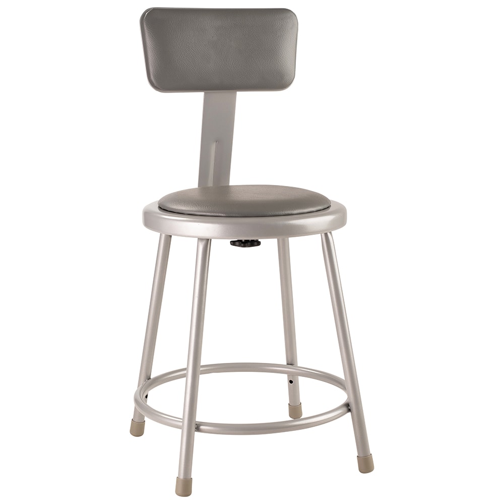 955-6430B Round Stool w/ Gray Vinyl Padded Back & Gray Vinyl Padded Seat, Gray