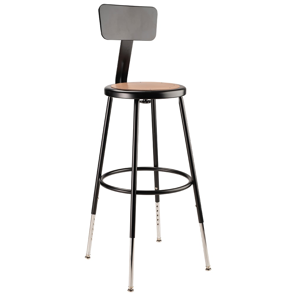 955-6224HB10 Round Stool w/ Solid Back & Masonite Board Seat, Black