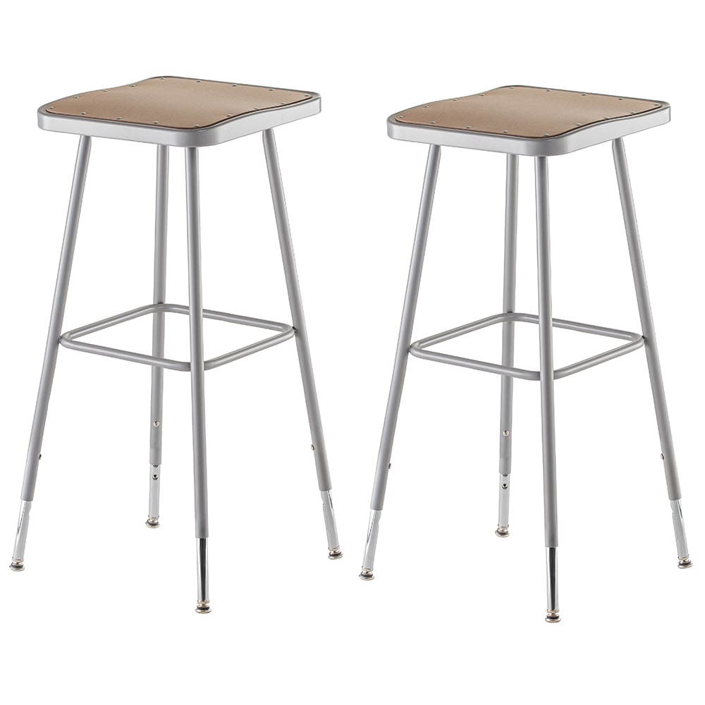 955-6330H Square Backless Stool w/ Masonite Board Seat, Gray