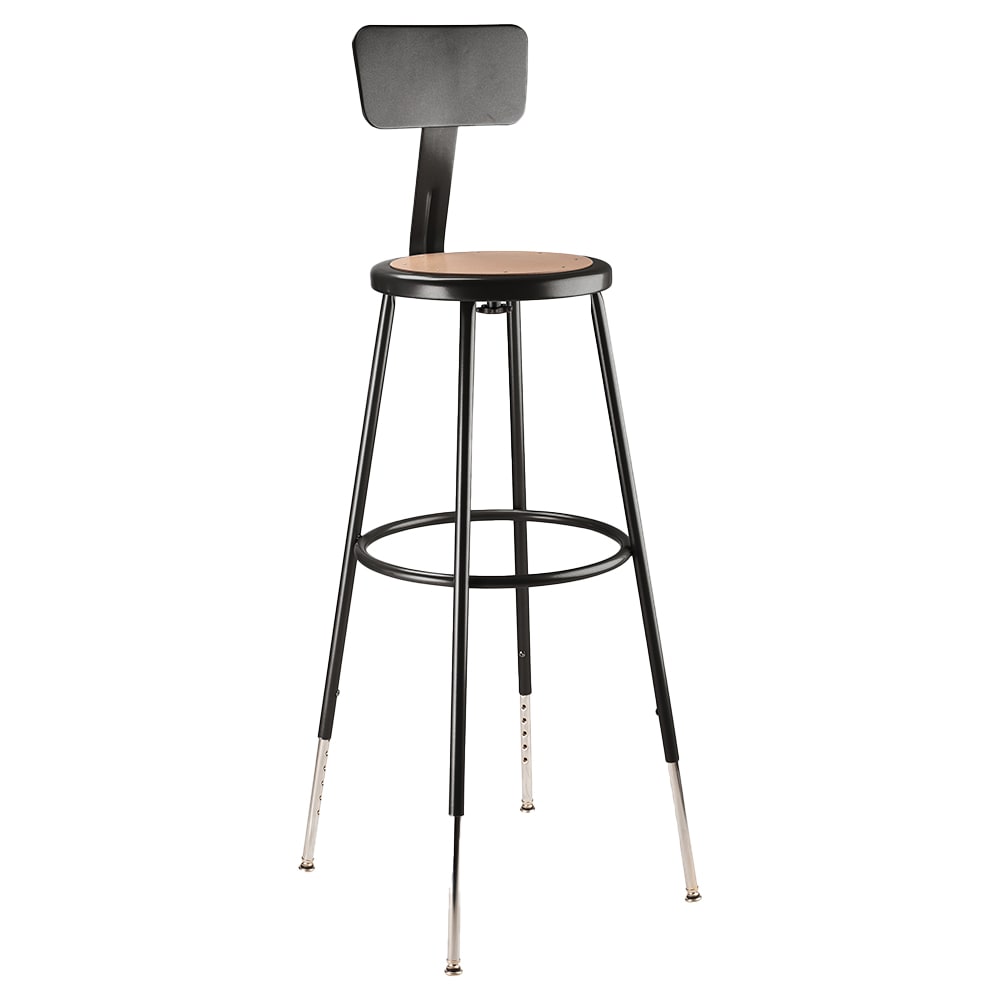 955-6230HB10 Round Stool w/ Solid Back & Masonite Board Seat, Black