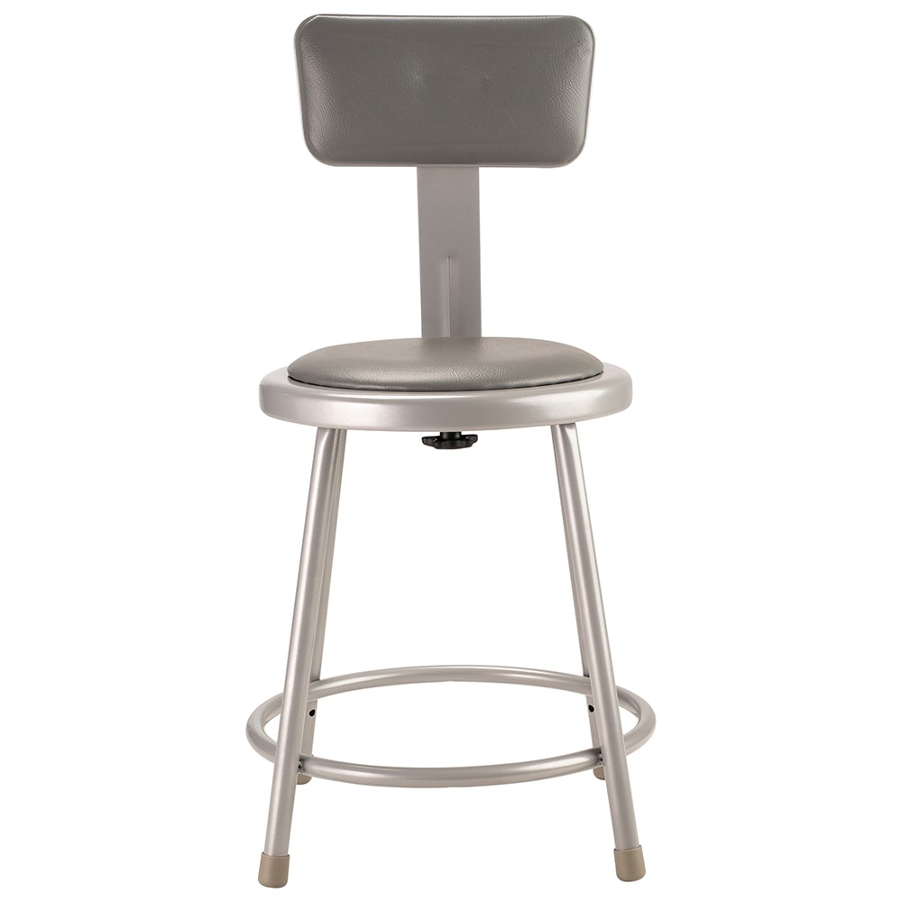 National Public Seating 6418HB Grey Steel Stool With Vinyl