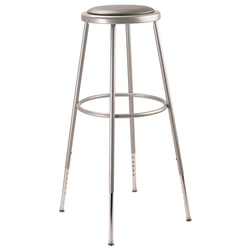 955-6430H Round Backless Stool w/ Gray Vinyl Padded Seat, Gray