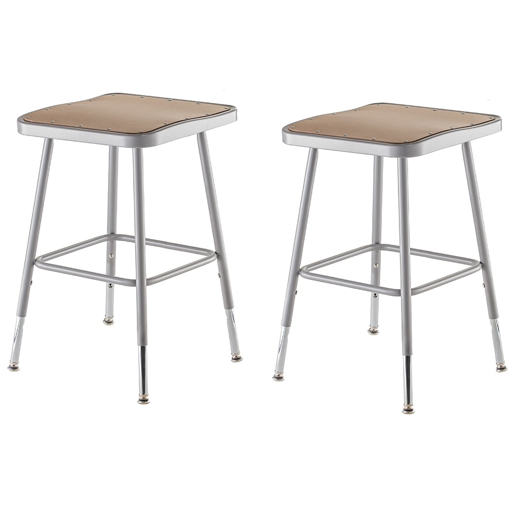 955-6318H Square Backless Stool w/ Masonite Board Seat, Gray