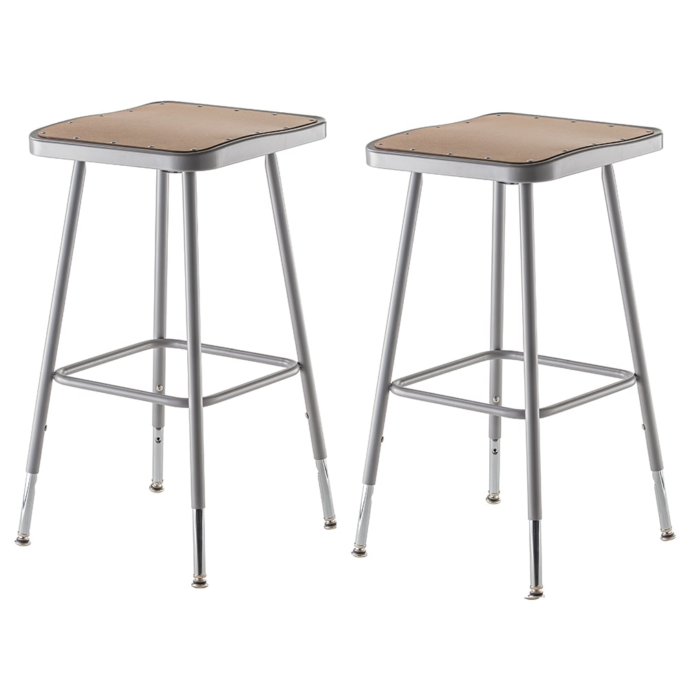 955-6324H Square Backless Stool w/ Masonite Board Seat, Gray