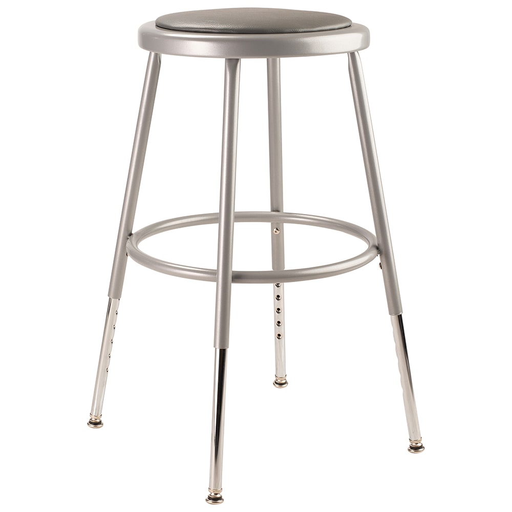 955-6418H Round Backless Stool w/ Gray Vinyl Padded Seat, Gray
