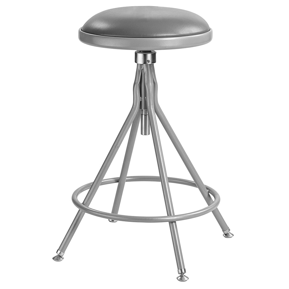 955-6524H Round Backless Swivel Stool w/ Gray Vinyl Padded Seat, Gray