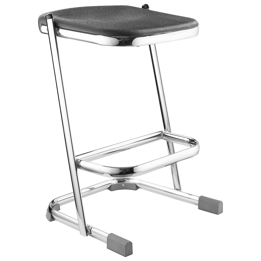 955-6624 Backless Elephant Z Stool w/ Black Plastic Seat, Chrome