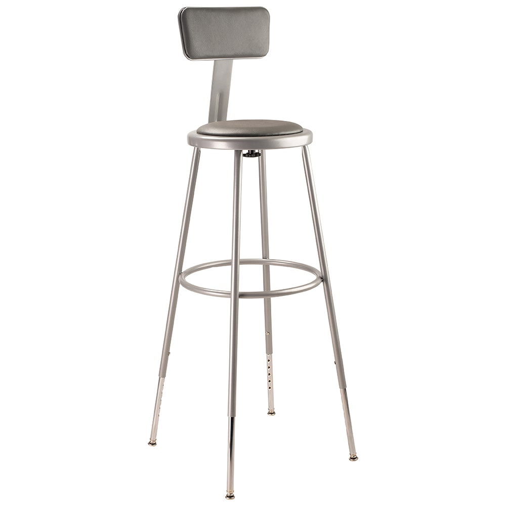 955-6430HB Round Stool w/ Gray Vinyl Padded Back & Gray Vinyl Padded Seat, Gray
