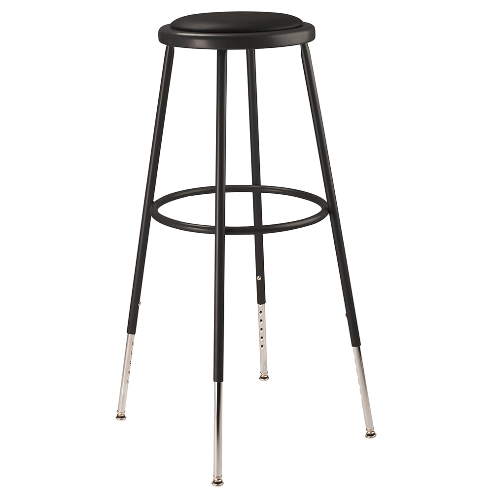 955-6430H10 Round Backless Stool w/ Black Vinyl Padded Seat, Black