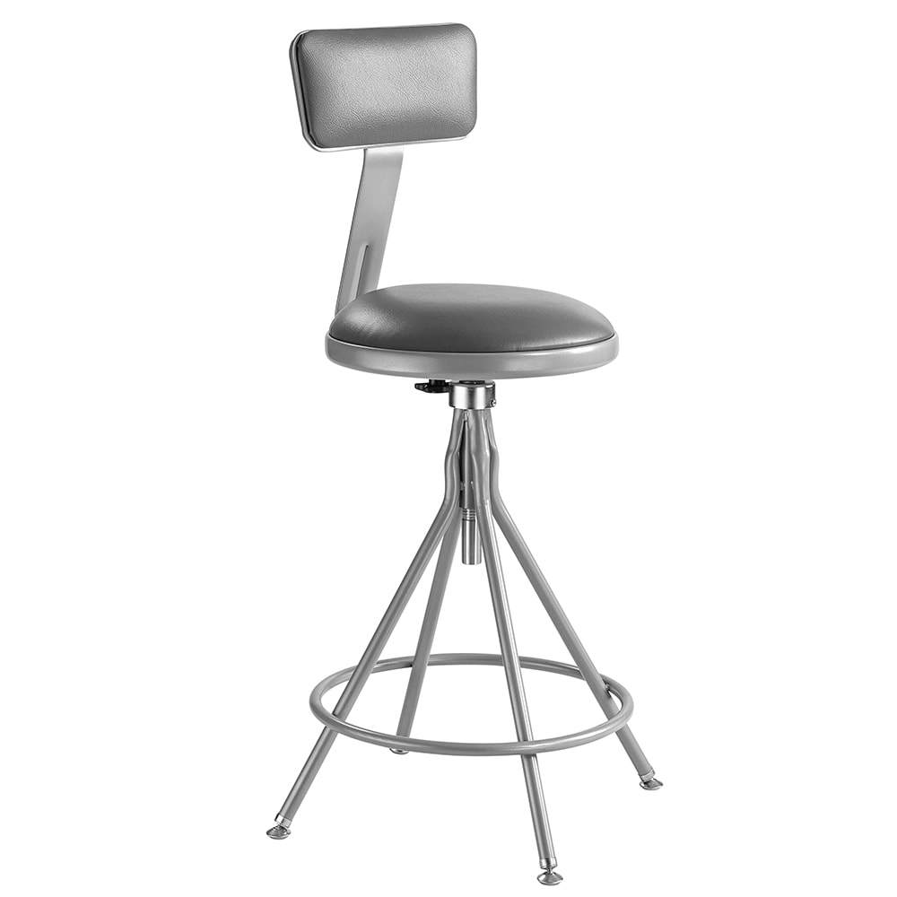 955-6524HB Round Swivel Stool w/ Gray Vinyl Padded Back & Gray Vinyl Padded Seat, Gray
