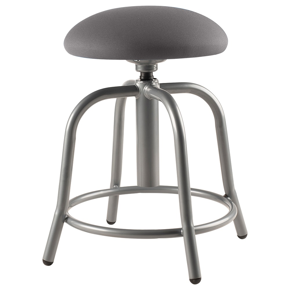 955-6820S02 Round Backless Swivel Stool w/ Charcoal Fabric Cushion Seat, Gray