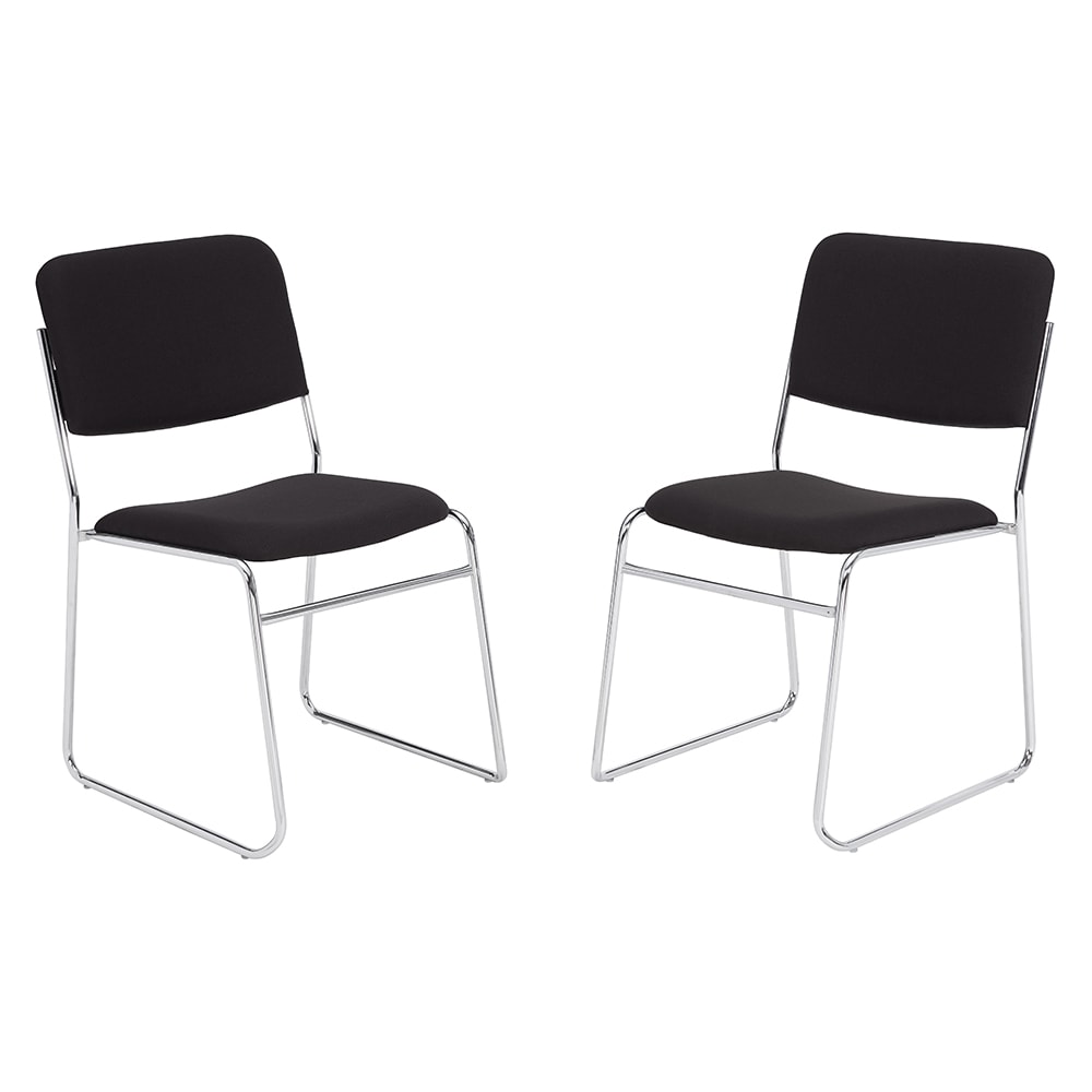 955-8660 Stacking Chair w/ Ebony Black Fabric Back & Seat - Steel Frame
