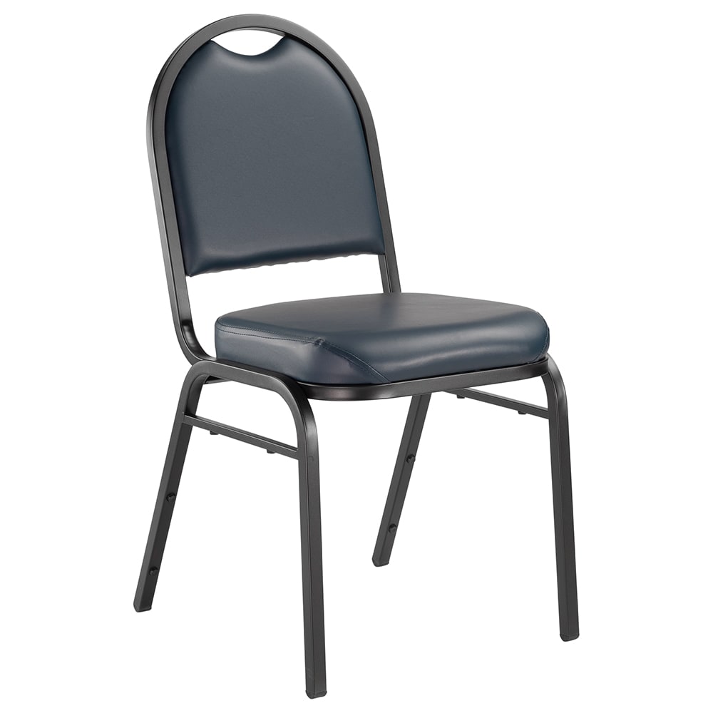 955-9204BT Stacking Chair w/ Midnight Blue Vinyl Back & Seat - Steel Frame, Black