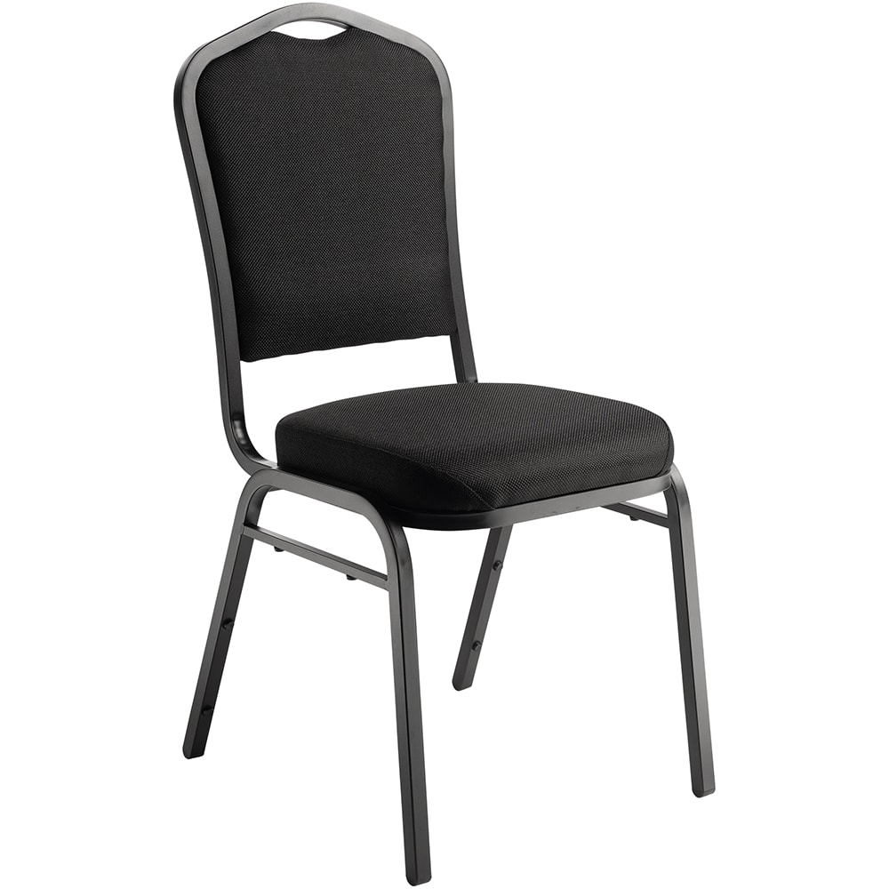 955-9360BT Stacking Chair w/ Ebony Black Fabric Back & Seat - Steel Frame, Black
