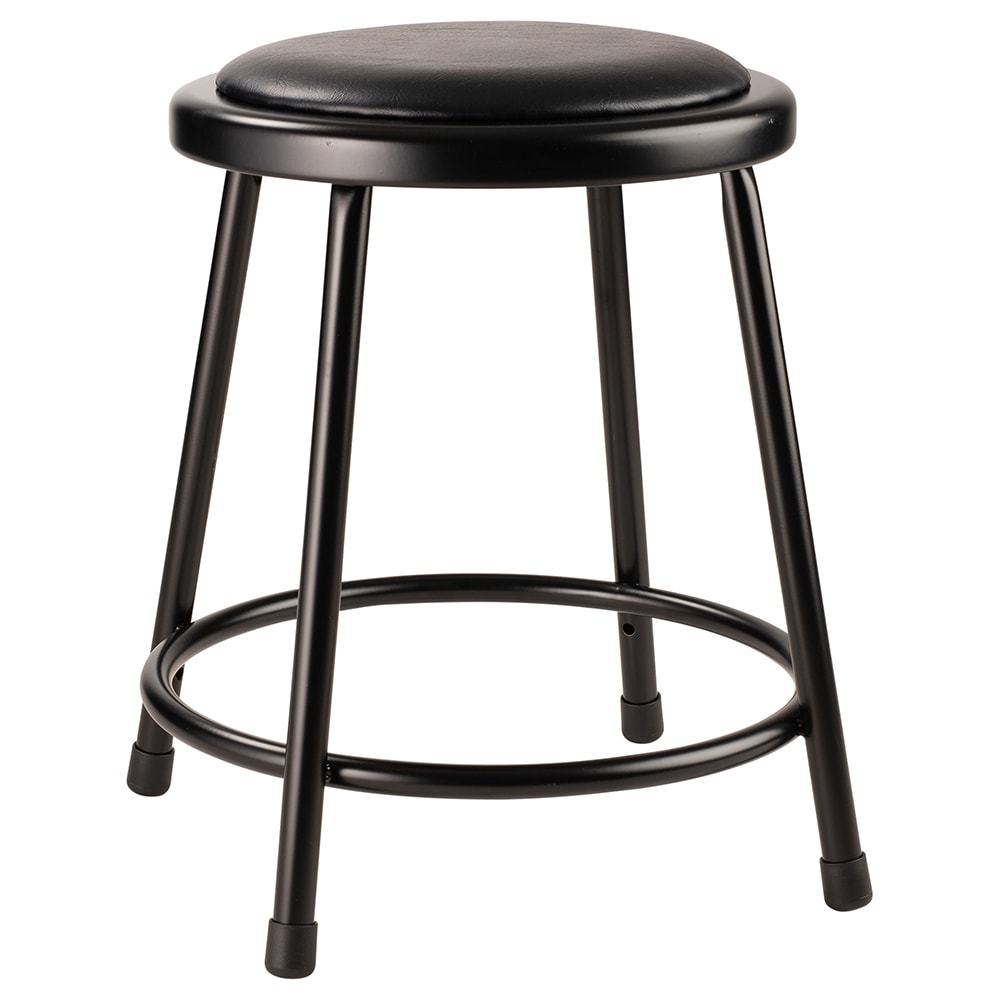 955-641810 Round Backless Stool w/ Black Vinyl Padded Seat, Black