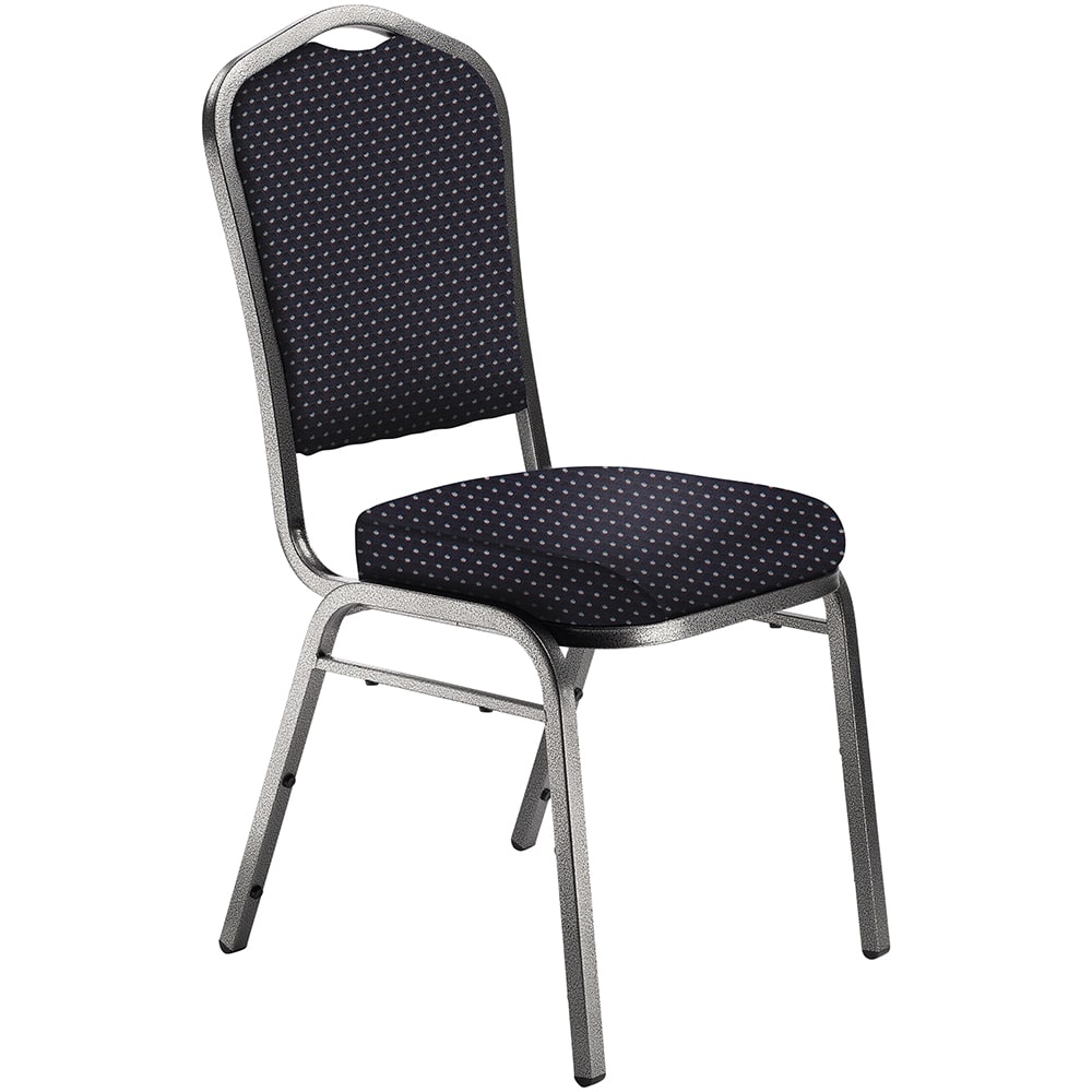 955-9364SV Stacking Chair w/ Diamond Pattern Navy Fabric Back & Seat - Steel Frame, Silver Ve...