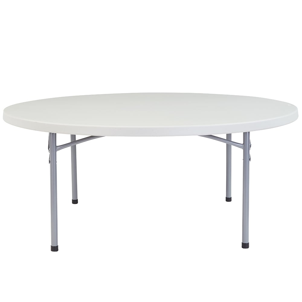 955-BT71R 71" Round Folding Table w/ Speckled Gray Plastic Top & Gray Steel Frame - 29 1...
