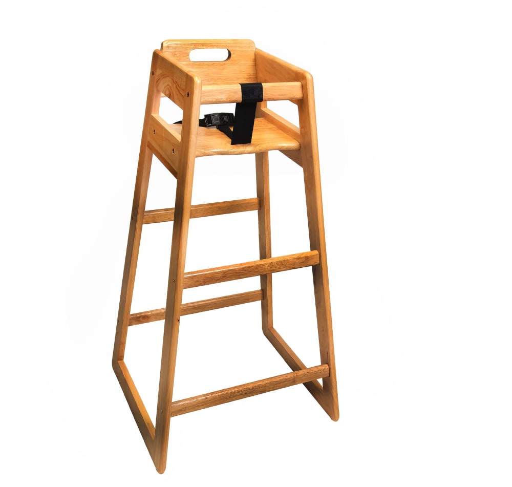 202-910LT 39 1/2" Pub Height Wood High Chair w/ Waist Strap, Light