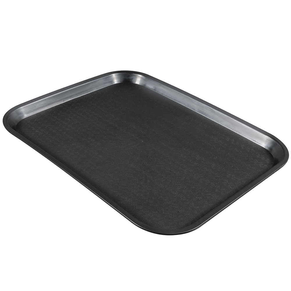 080-FFT1418K Plastic Fast Food Tray - 18"L x 14"W, Black