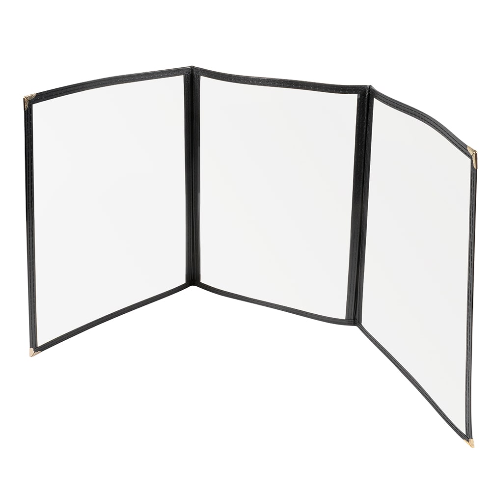 080-PMCT9K Tri Fold Menu Cover, 9 1/2 x 12", Black