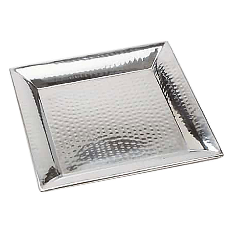 166-HMSQ22 Square Serving Tray, 22x22", Hammered, Stainless