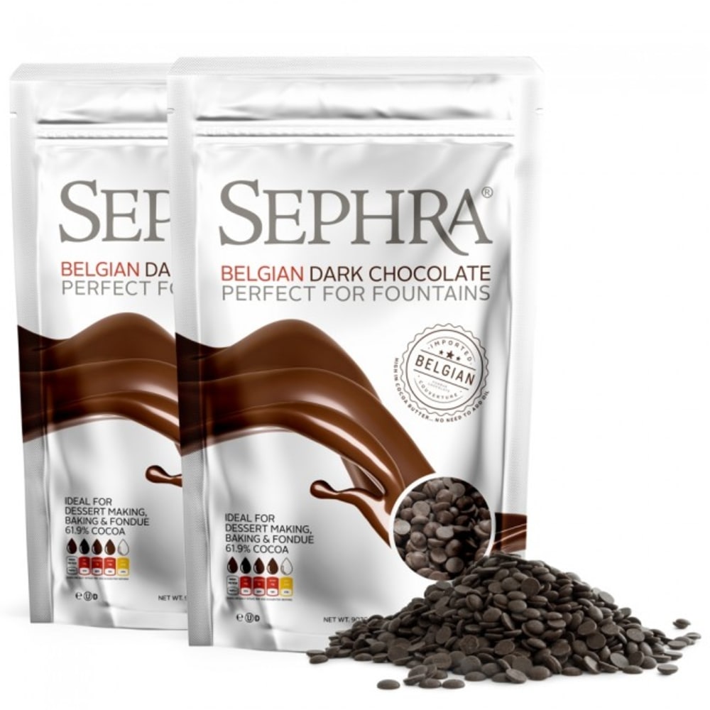 Sephra 21001 Belgian Dark Couverture Fondue Chocolate, (2) 2 lb Bags