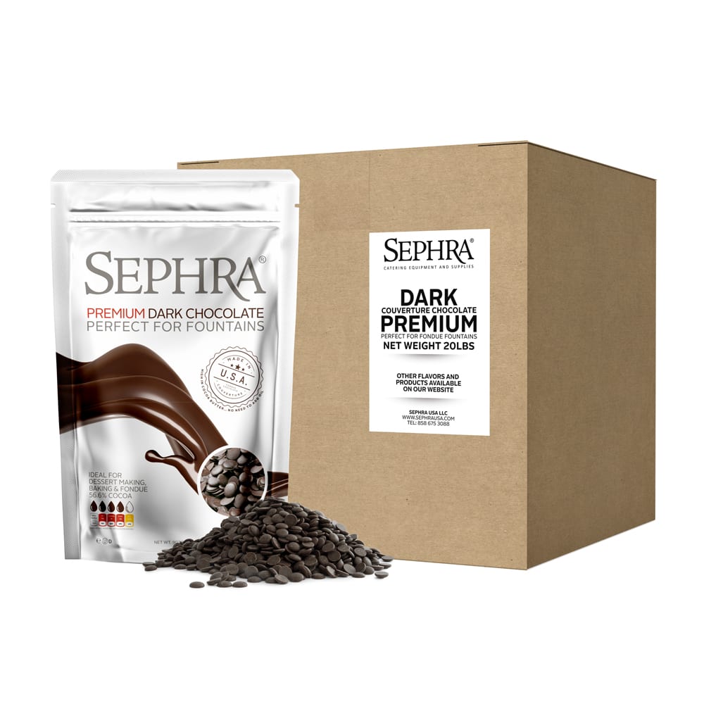 Sephra 28004 Premium Dark Fondue Chocolate, Fountain Ready, (10) 2 lb Bags