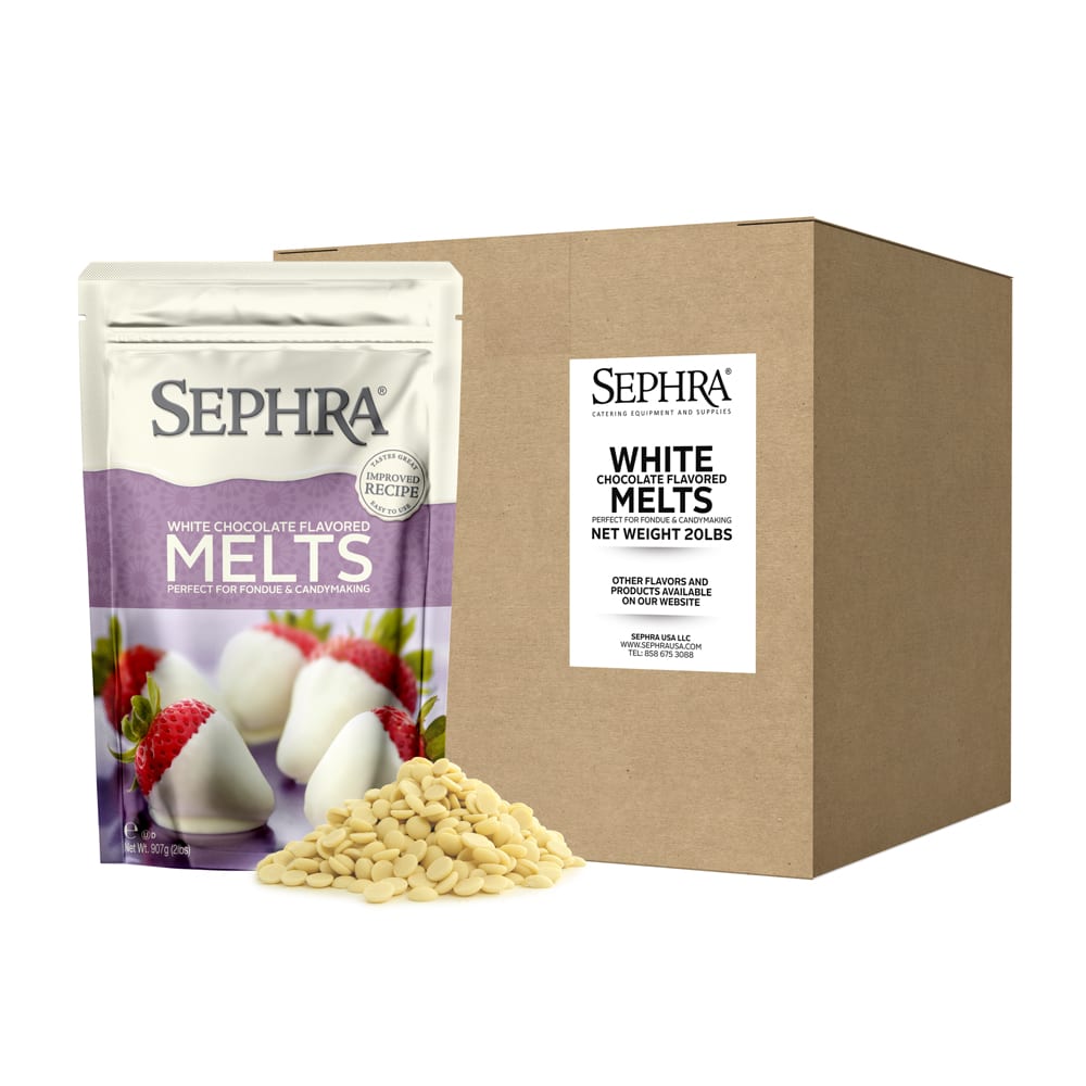 Sephra 28009 White Chocolate Melts, Fountain Ready, Hardens Quickly, (10) 2 lb Bags